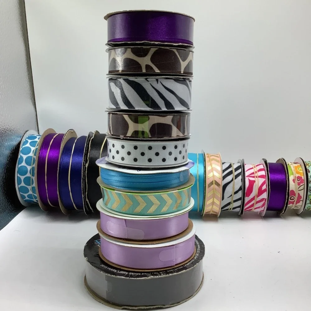 Lot of Ribbon for‎ Crafts 39 Pieces Assorted Solid & Print & Sizes New & Used